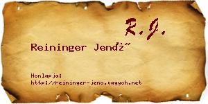 Reininger Jenő névjegykártya